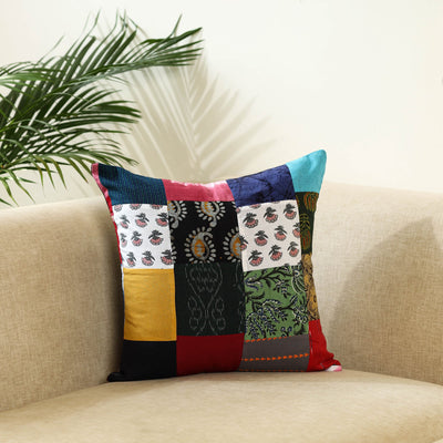  Multicolor Handcrafted Cotton Patchwork Cushion Cover