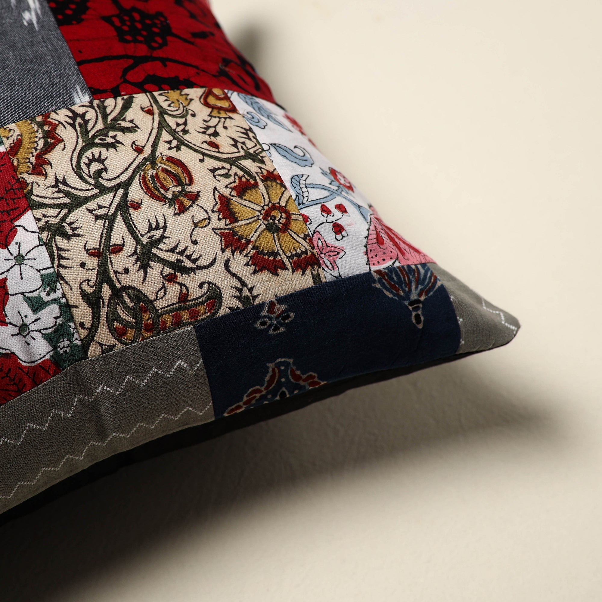 Multicolor Handcrafted Cotton Patchwork Cushion Cover