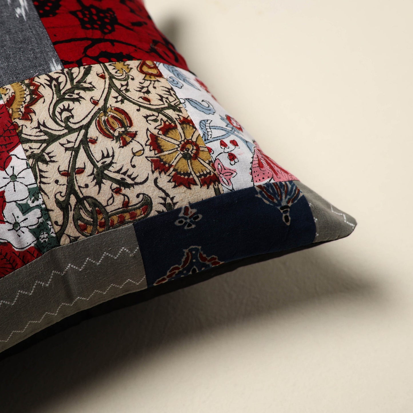 Multicolor Handcrafted Cotton Patchwork Cushion Cover