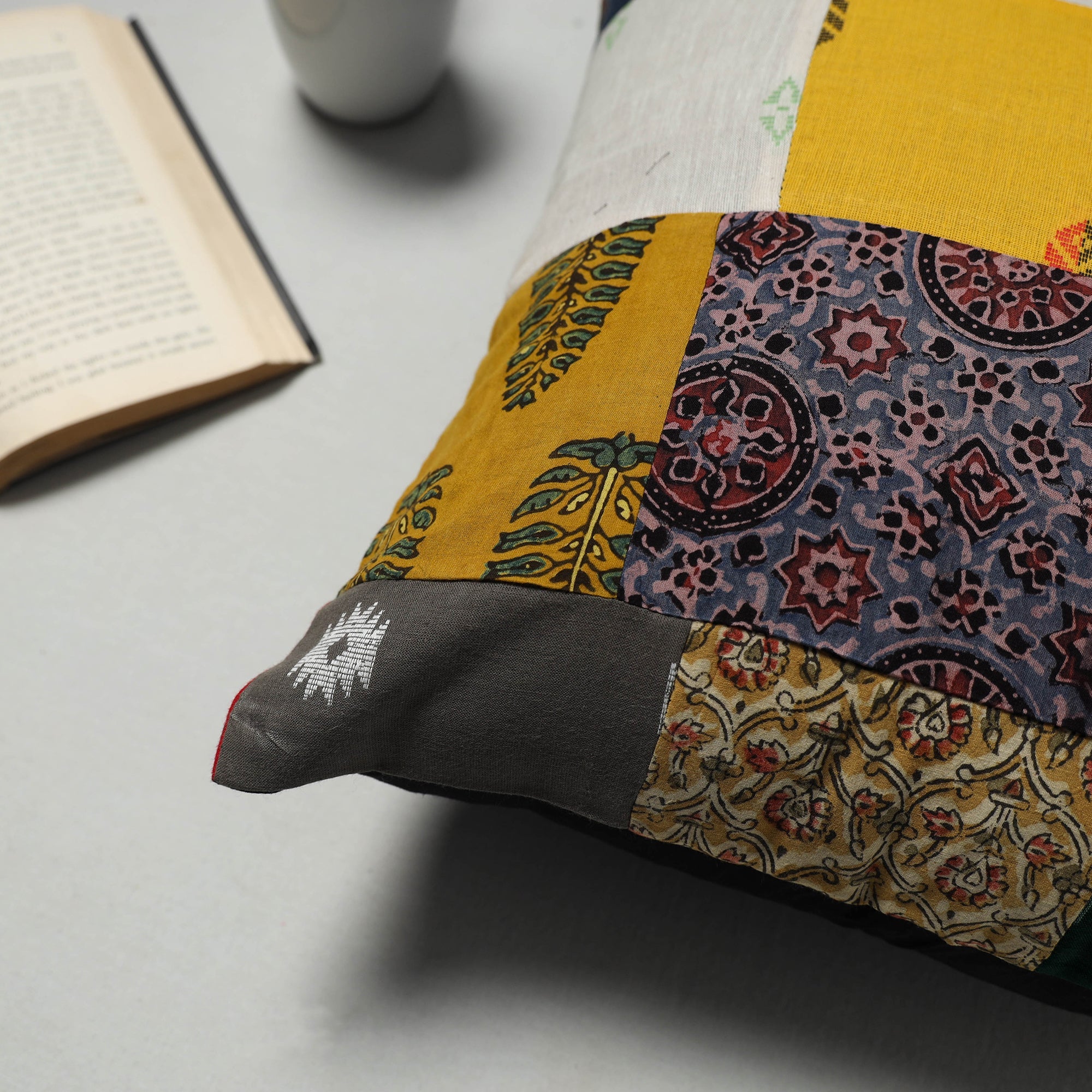 Multicolor - handcrafted cotton patchwork cushion cover 16