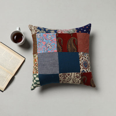Multicolor - handcrafted cotton patchwork cushion cover (16