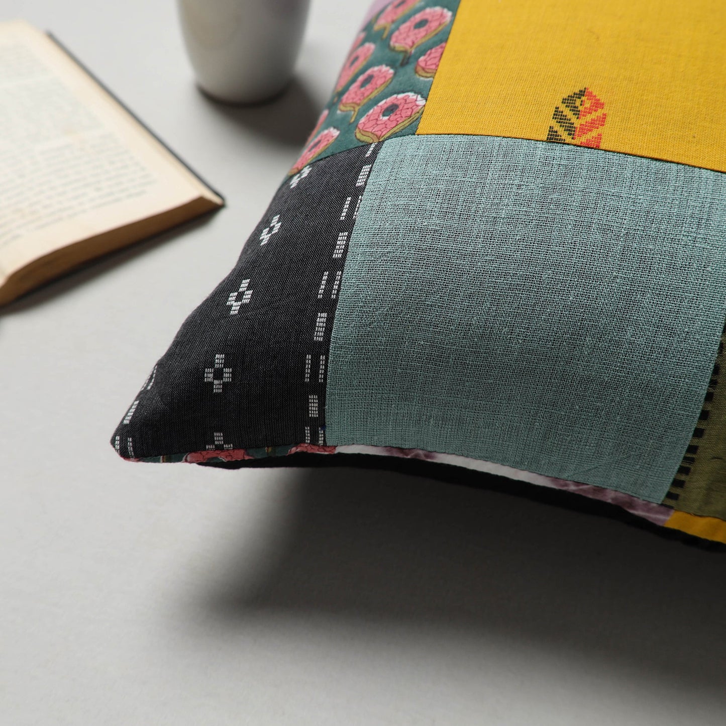 Buy Multicolor Handcrafted Cotton Patchwork Cushion Cover