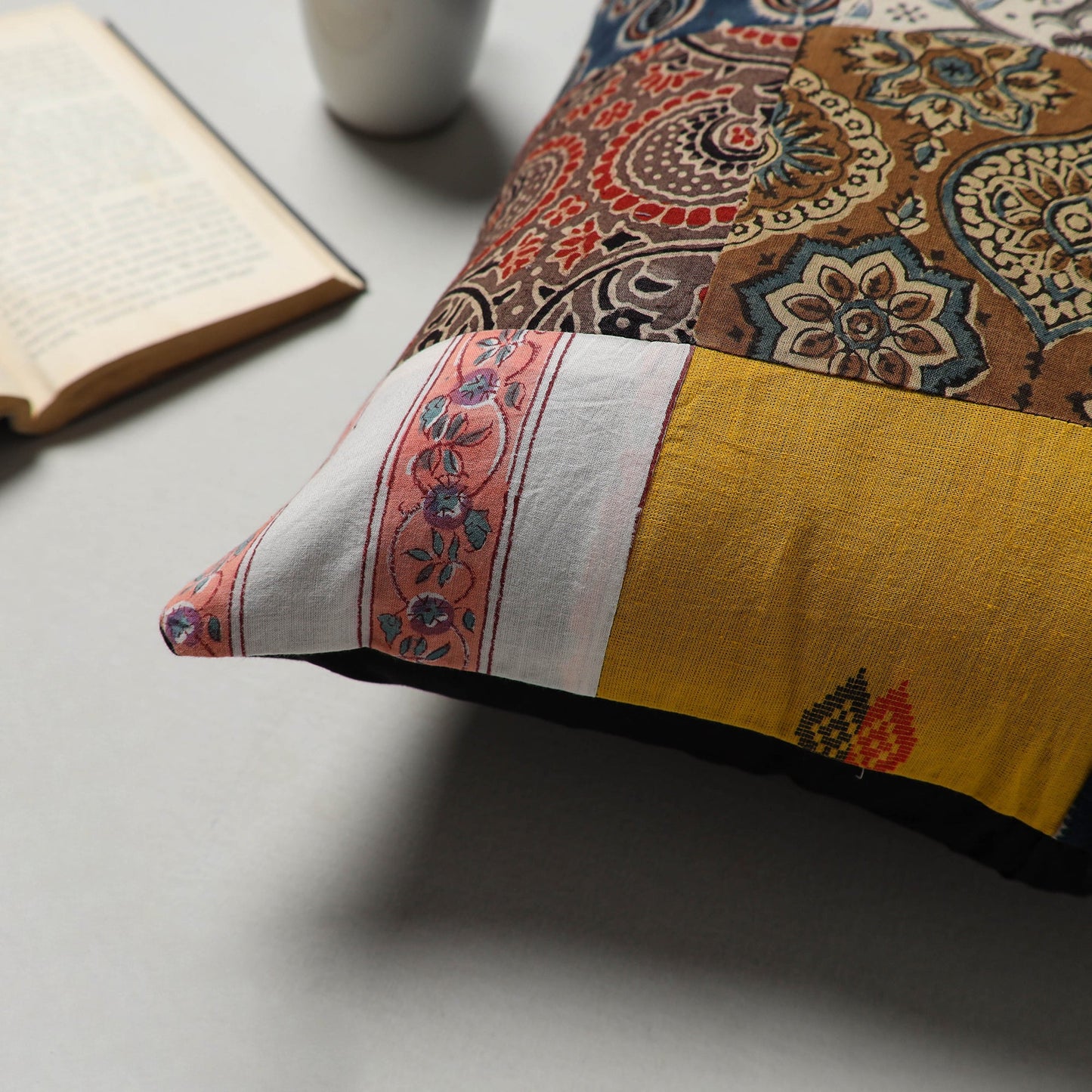 Multicolor - handcrafted cotton patchwork cushion cover (16