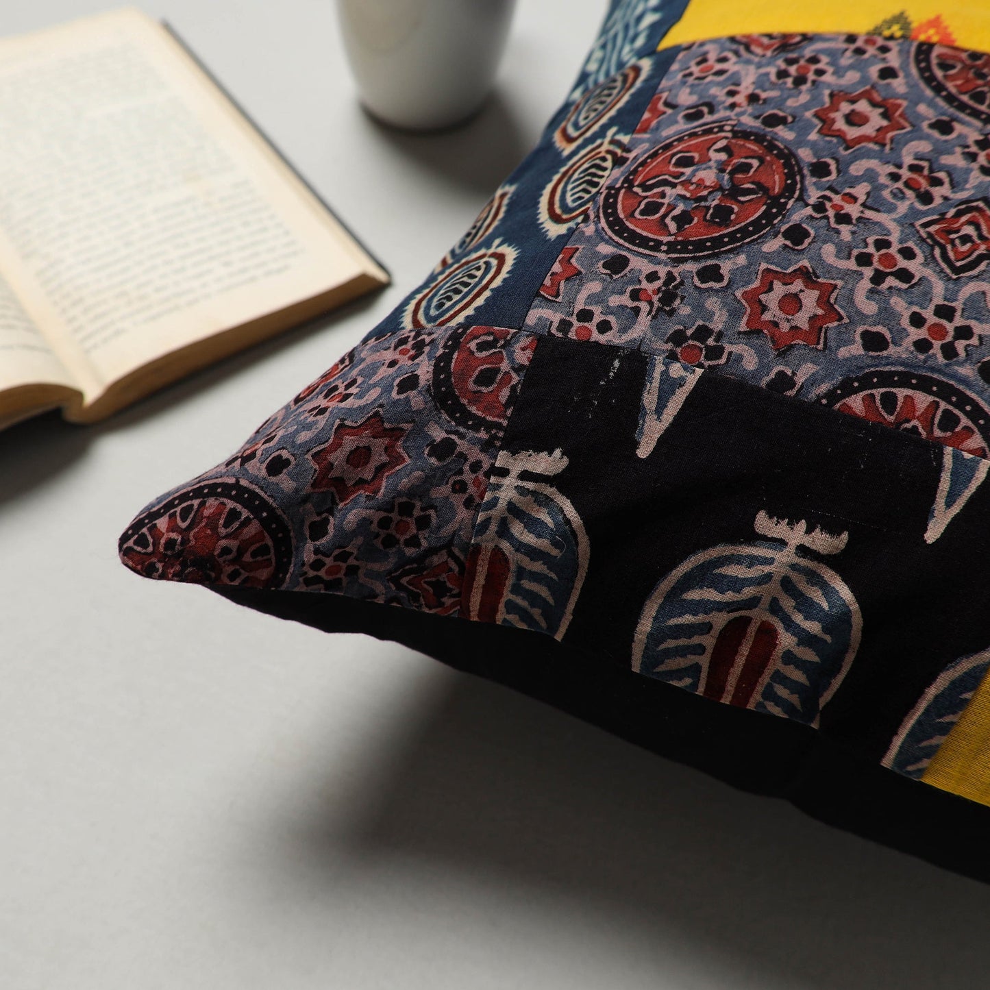 Multicolor - handcrafted cotton patchwork cushion cover (16