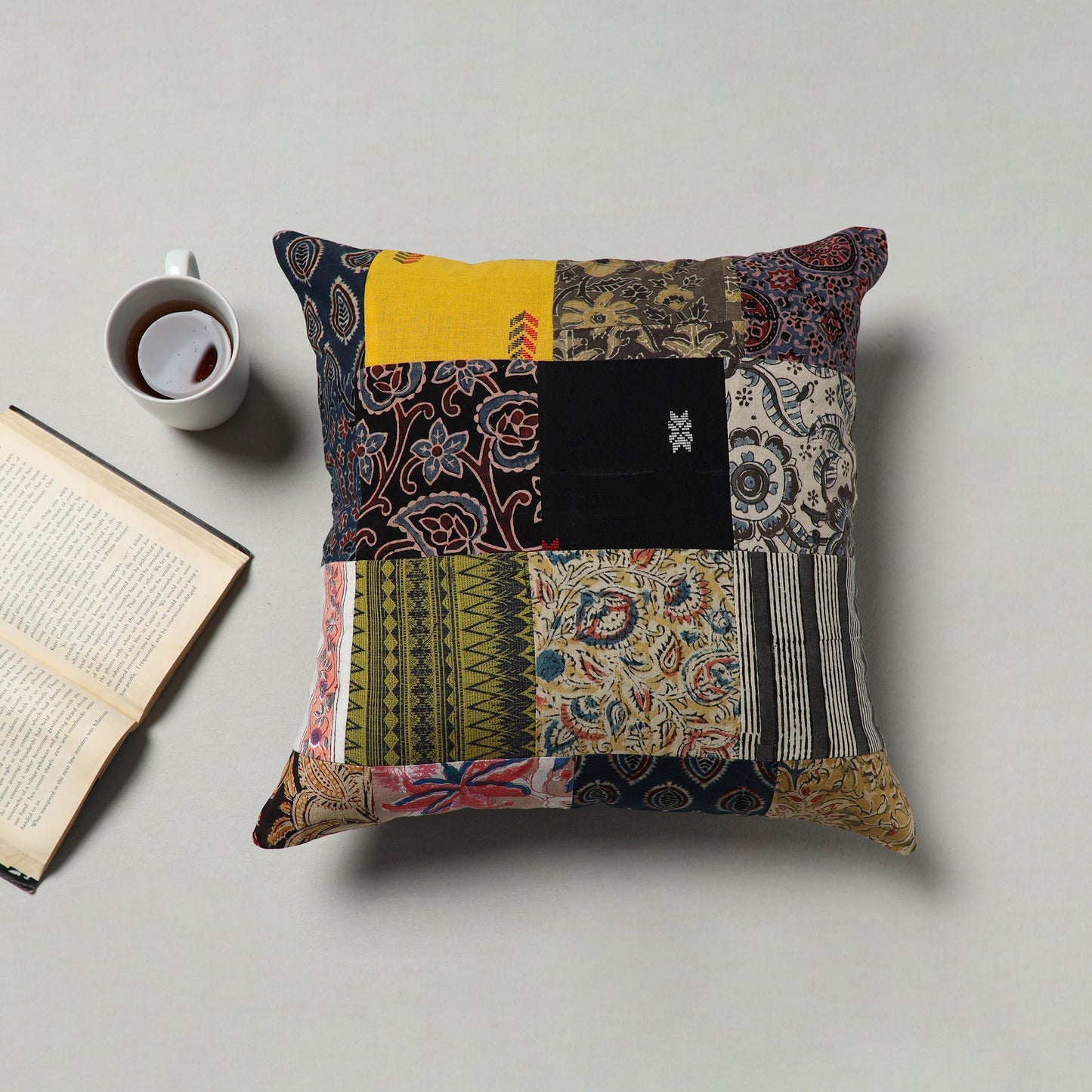 Multicolor - handcrafted cotton patchwork cushion cover (16