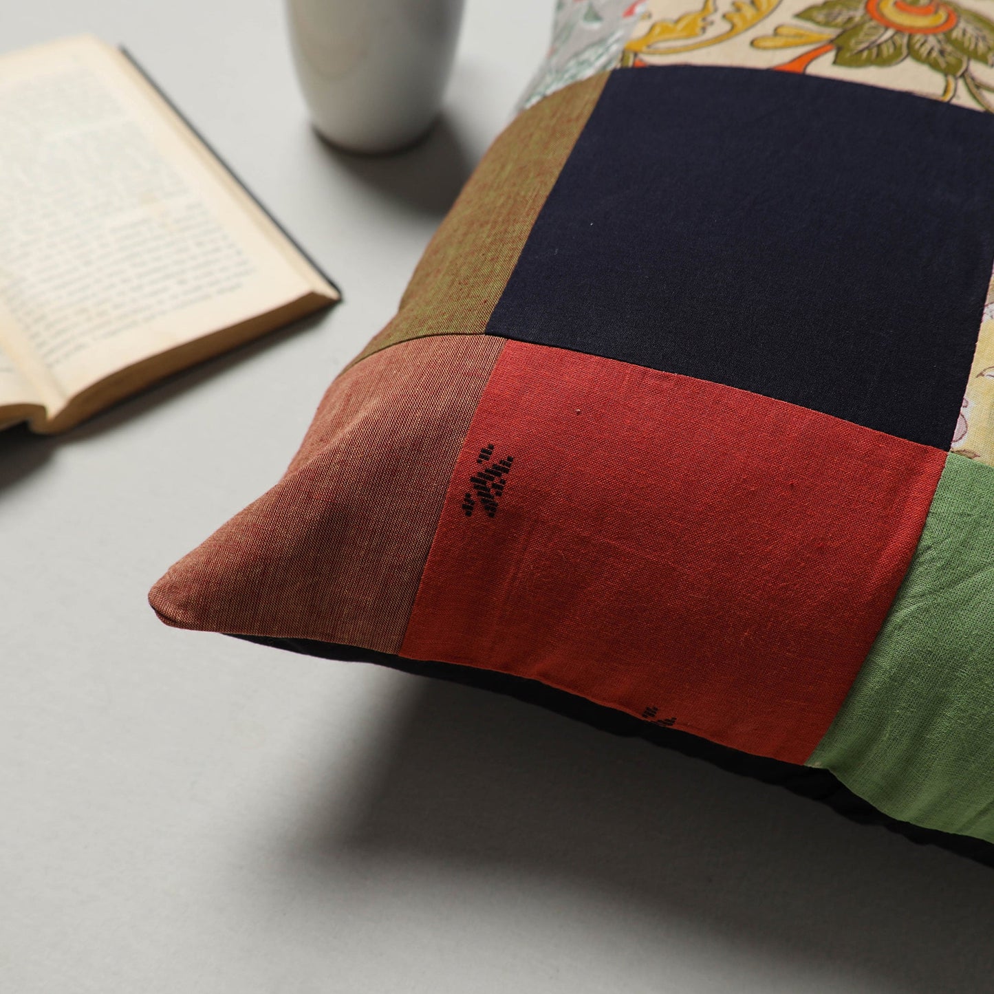 Multicolor - handcrafted cotton patchwork cushion cover (16