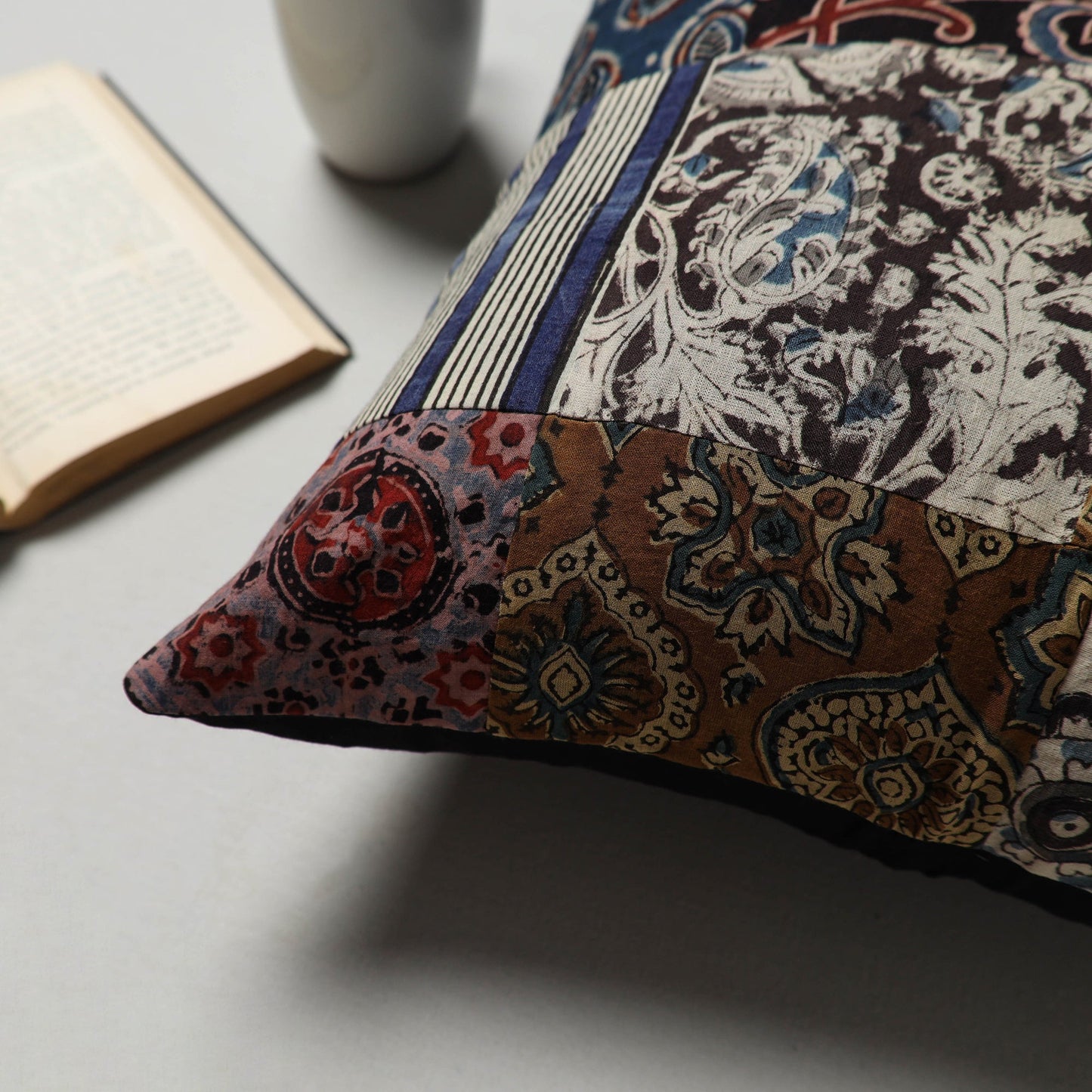 Multicolor - handcrafted cotton patchwork cushion cover (16