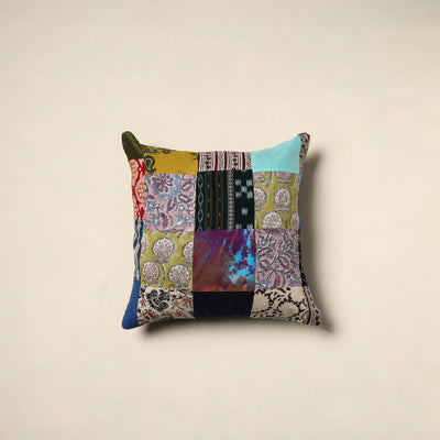 Multicolor Handcrafted Cotton Patchwork Cushion Cover
