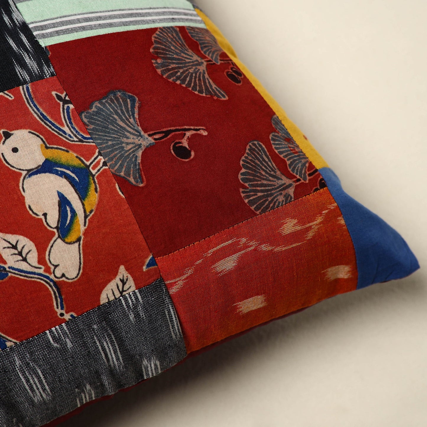 Multicolor Handcrafted Cotton Patchwork Cushion Cover