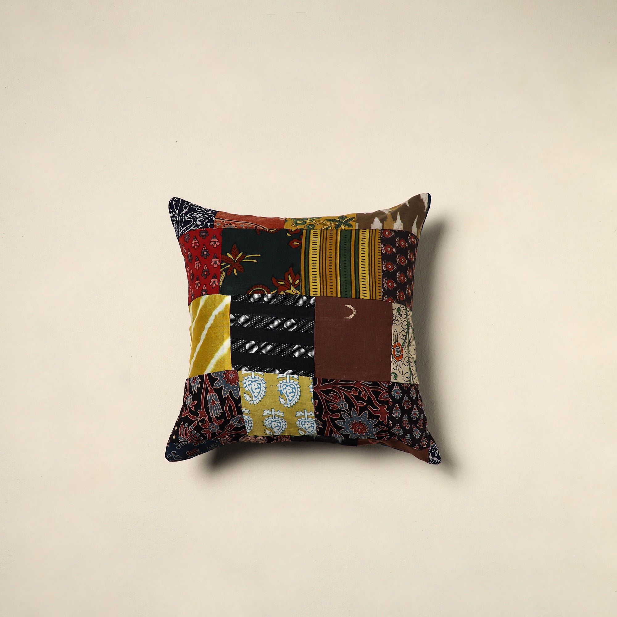 Multicolor Handcrafted Cotton Patchwork Cushion Cover