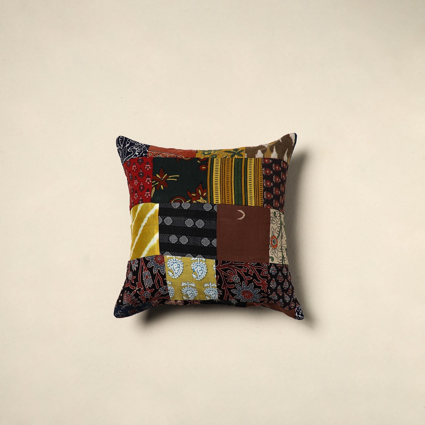 Multicolor Handcrafted Cotton Patchwork Cushion Cover