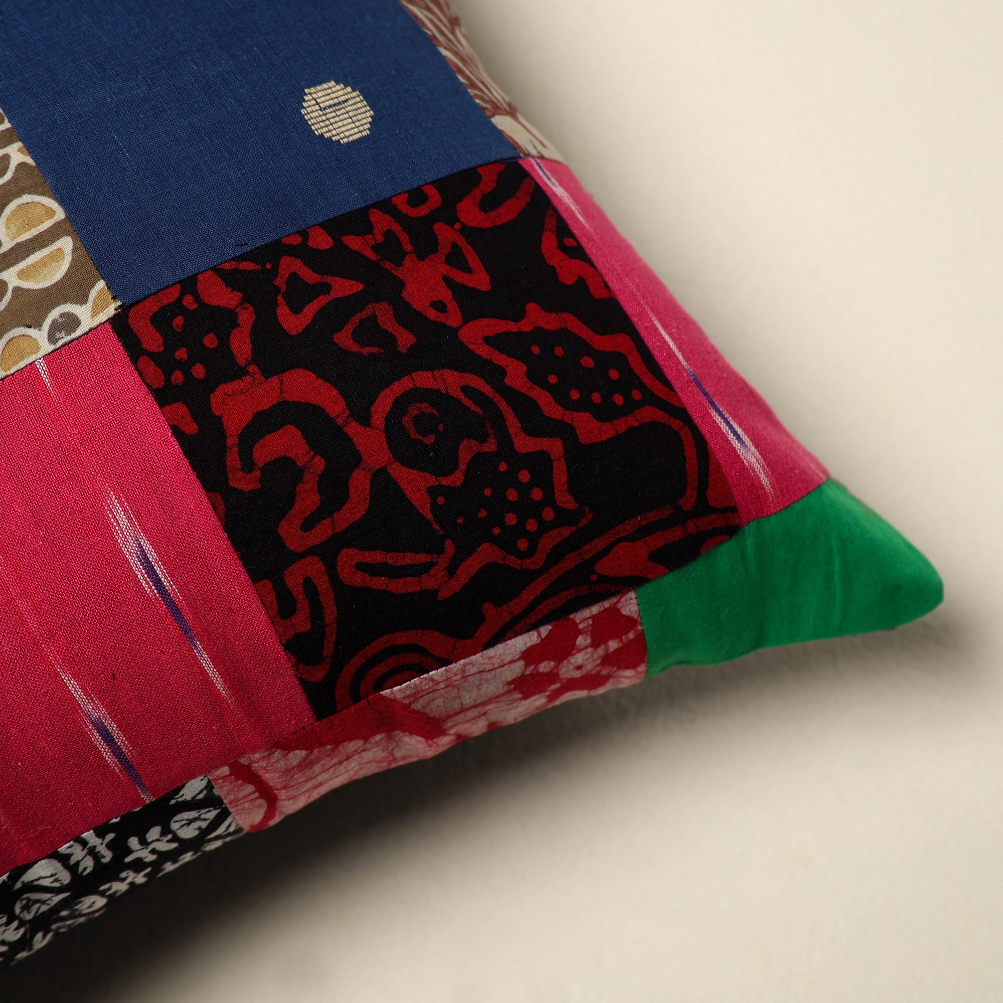 Multicolor Handcrafted Cotton Patchwork Cushion Cover