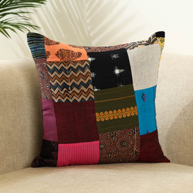 Multicolor - handcrafted cotton patchwork cushion cover 17