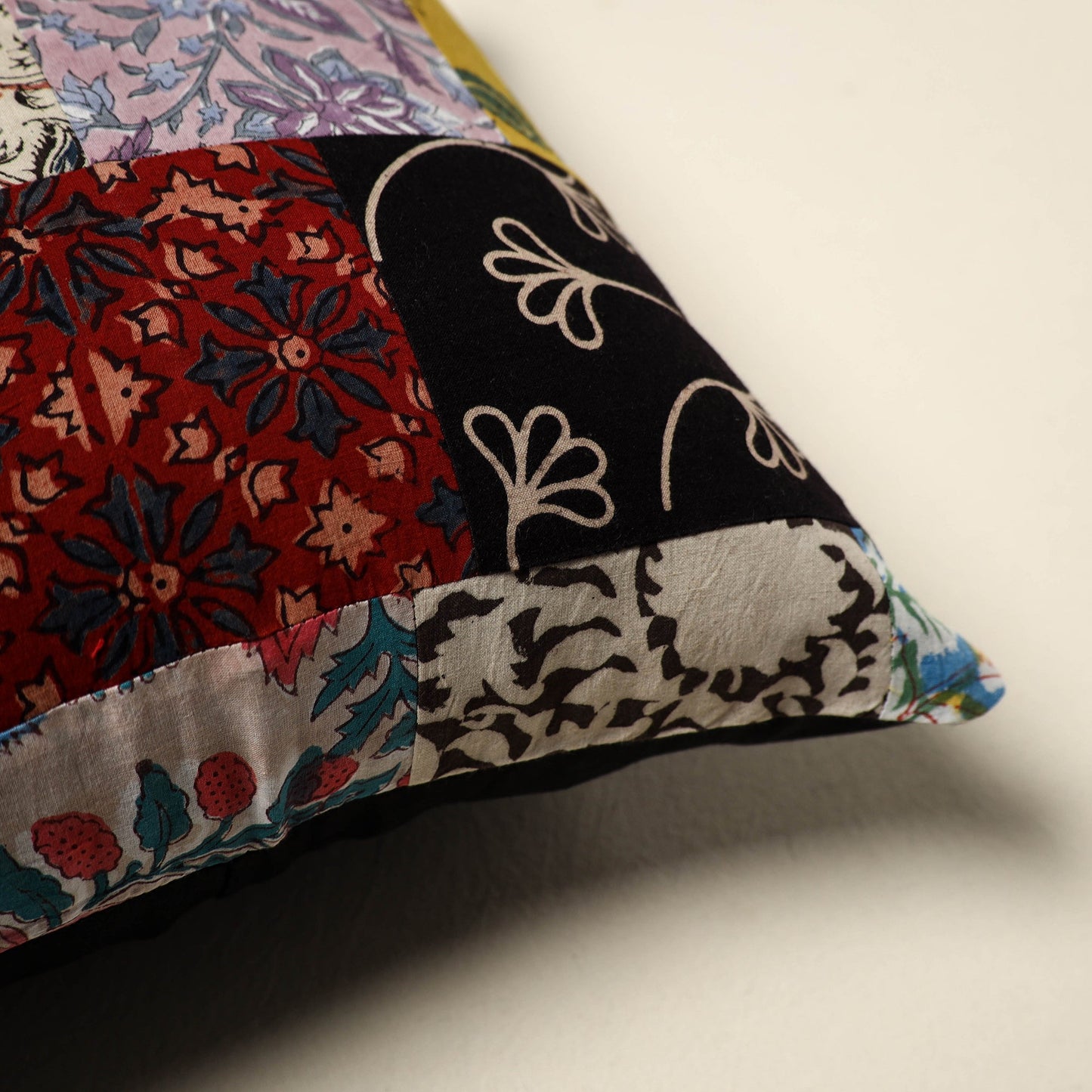 Multicolor - handcrafted cotton patchwork cushion cover - 17