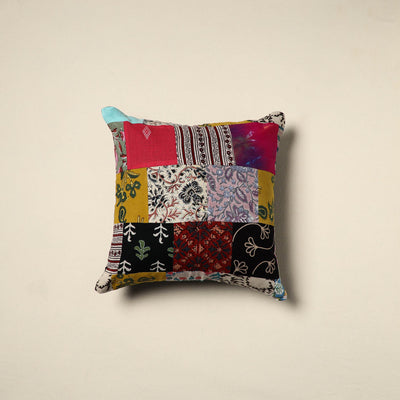 Multicolor - handcrafted cotton patchwork cushion cover - 17