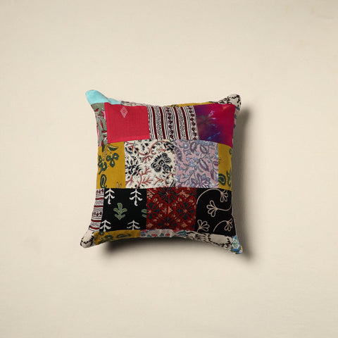 Multicolor - handcrafted cotton patchwork cushion cover - 17