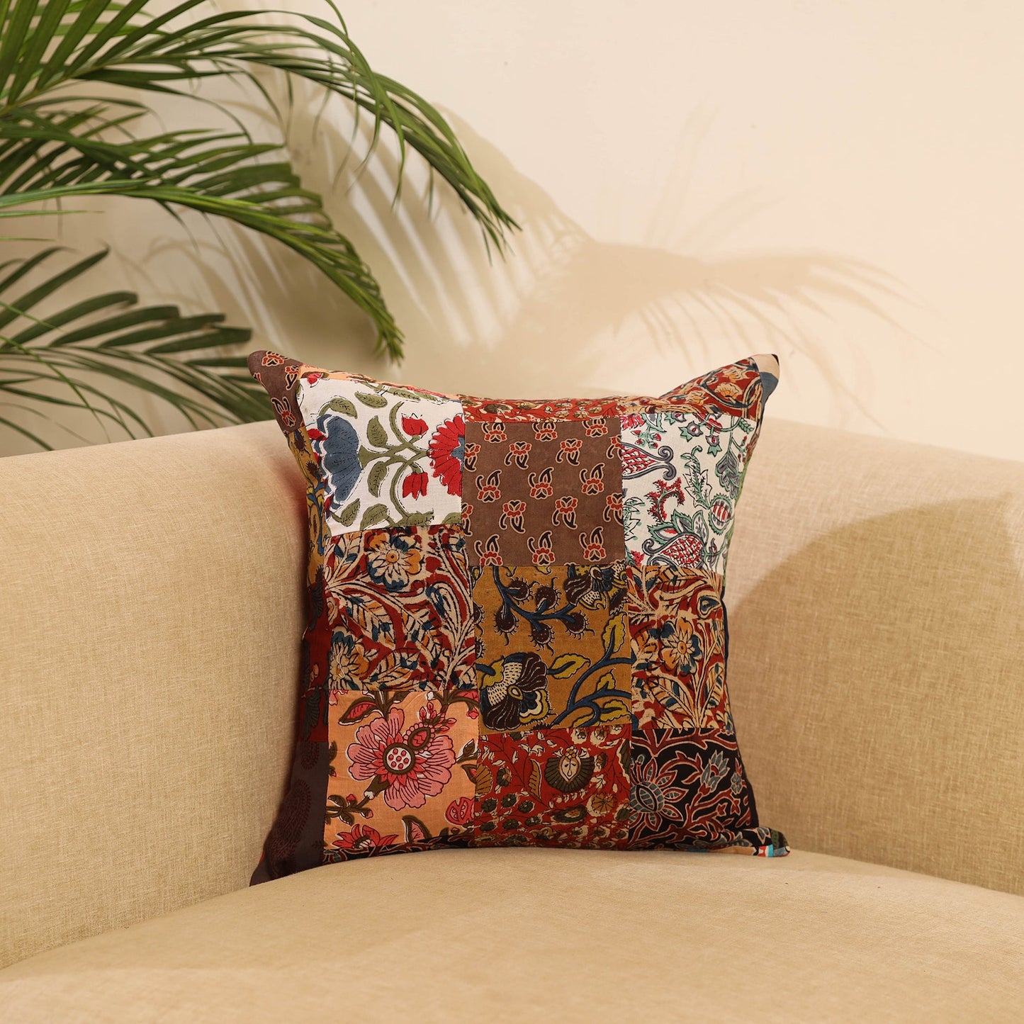 Multicolor - handcrafted cotton patchwork cushion cover 18