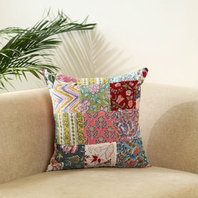 Multicolor - handcrafted cotton patchwork cushion cover 18