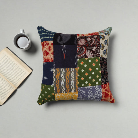 Multicolor - handcrafted cotton patchwork cushion cover 18