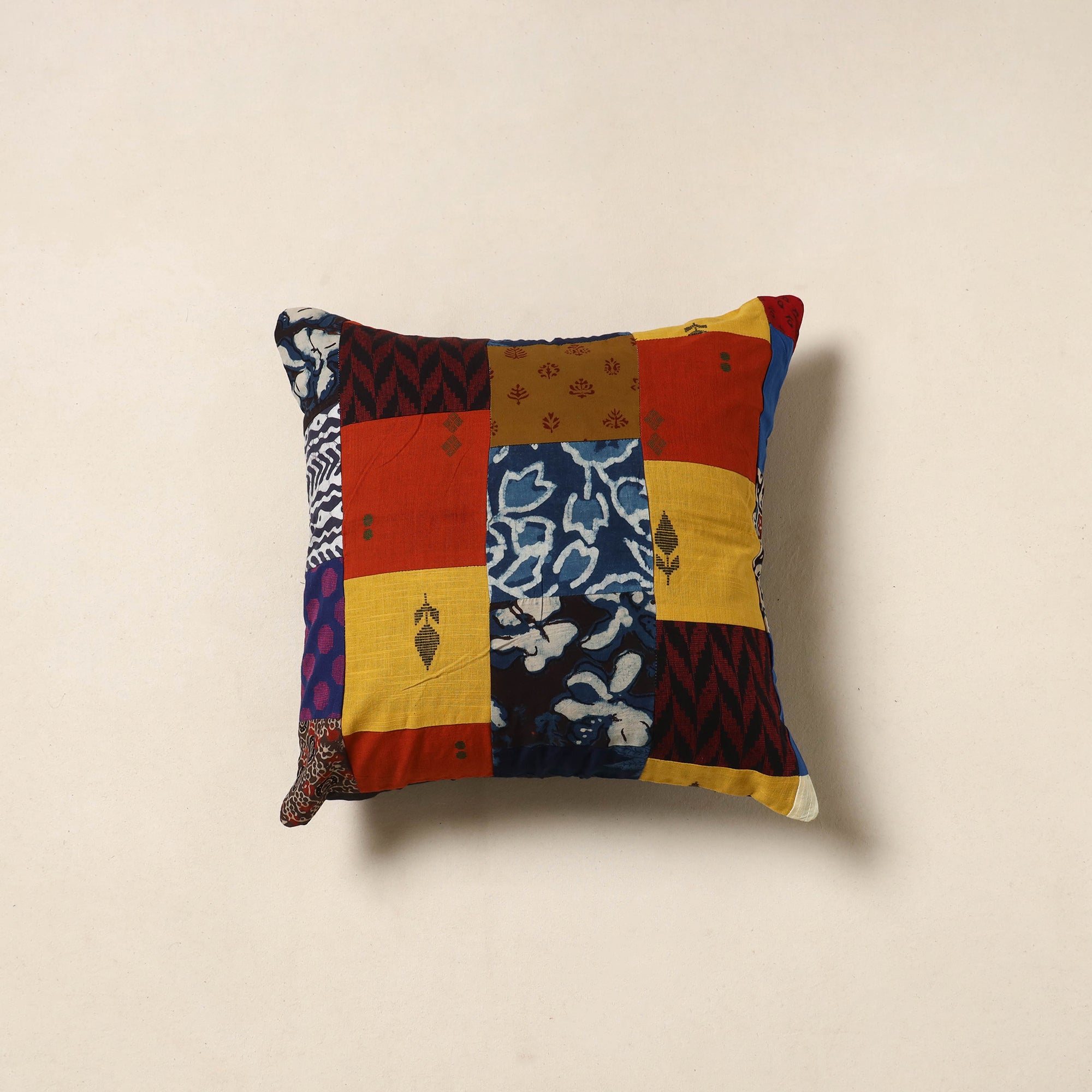 Multicolor - handcrafted cotton patchwork cushion cover 18