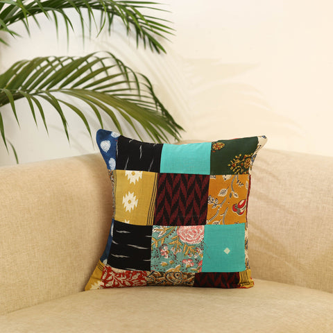 Multicolor - handcrafted cotton patchwork cushion cover 19
