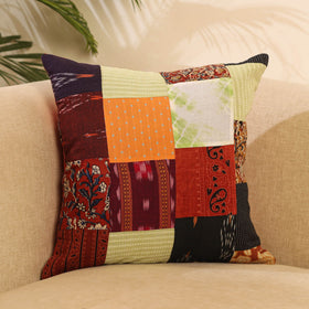 Buy Multicolor Handcrafted Cotton Patchwork Cushion Cover