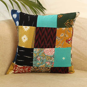 Multicolor - handcrafted cotton patchwork cushion cover 19