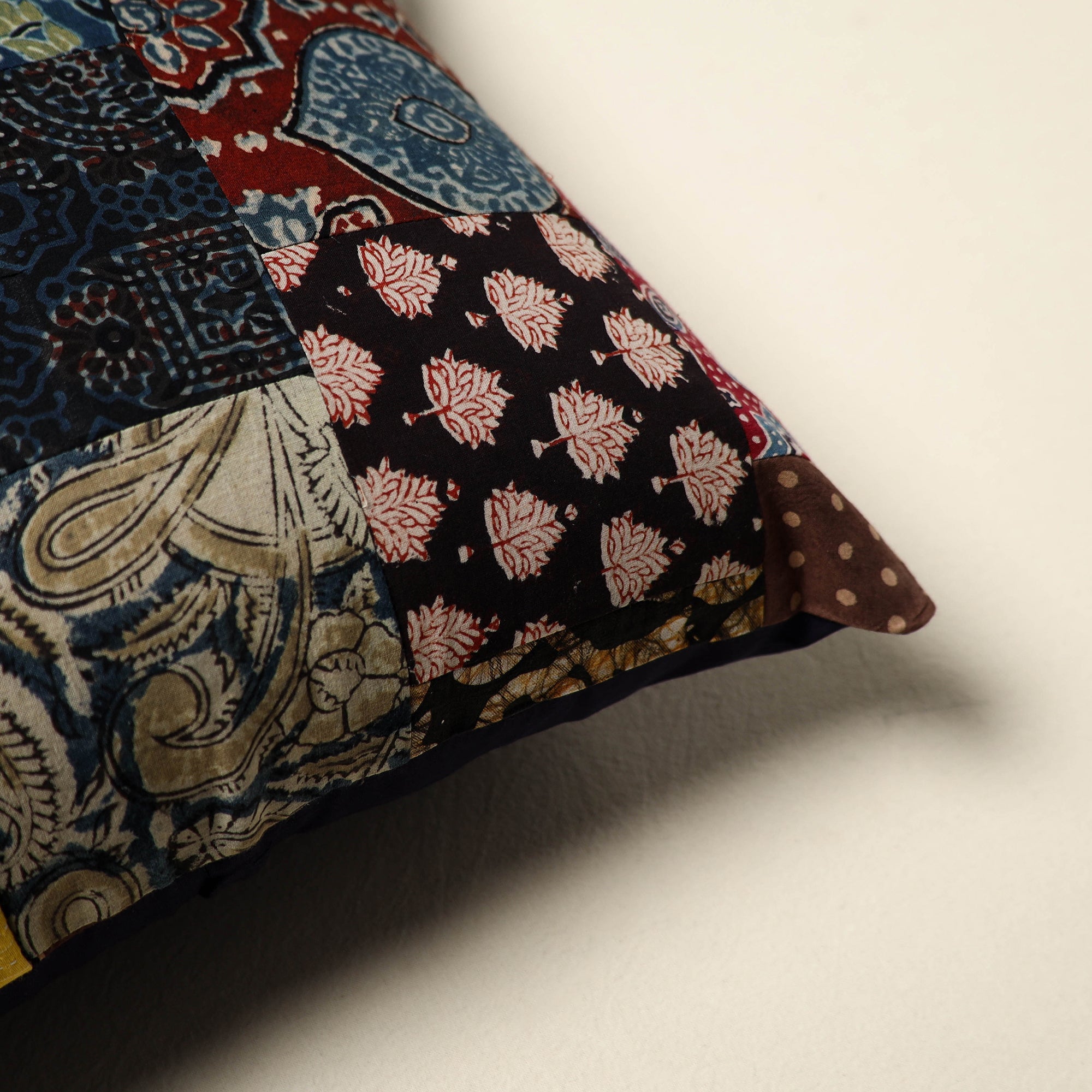 Multicolor - handcrafted cotton patchwork cushion cover 19