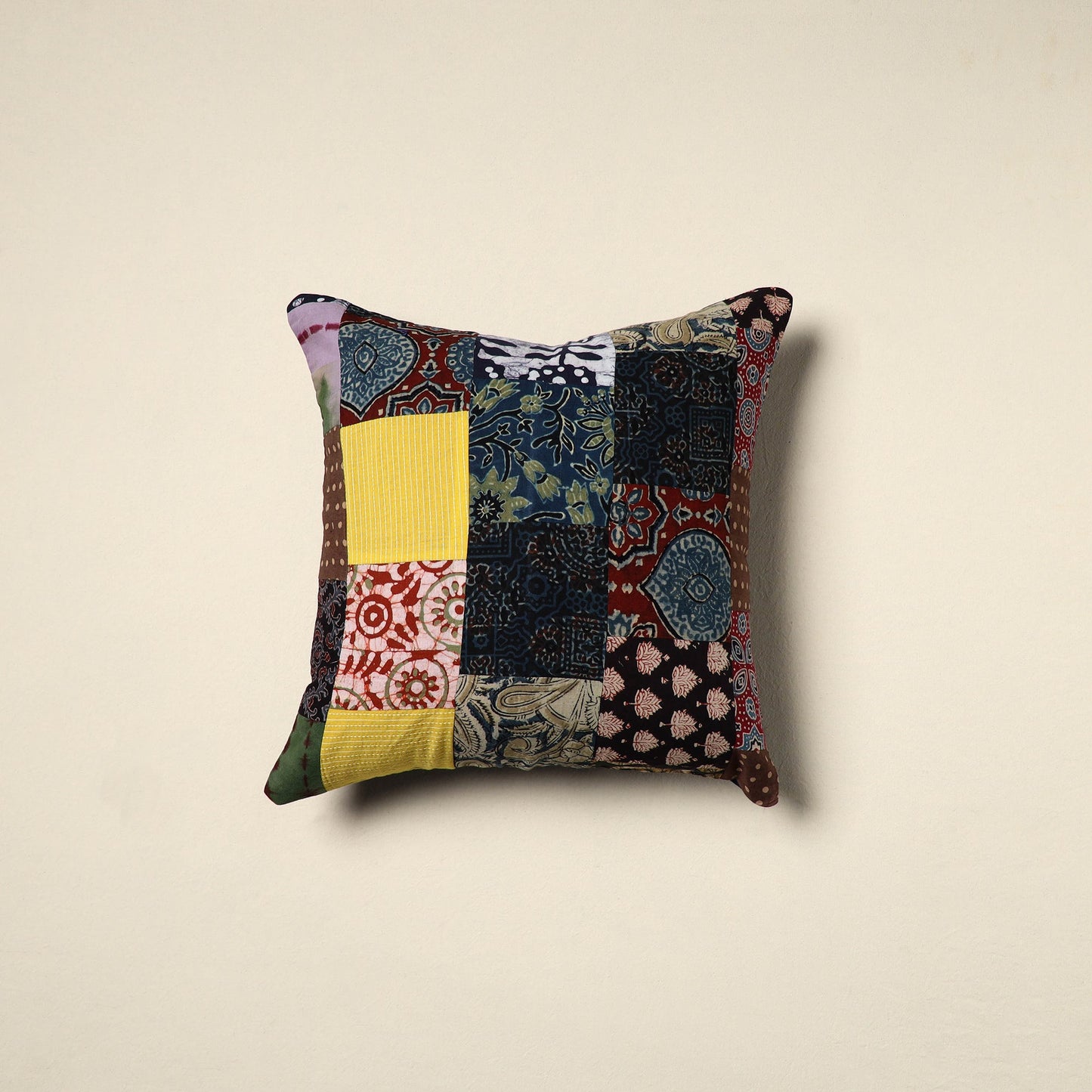 Multicolor - handcrafted cotton patchwork cushion cover 19