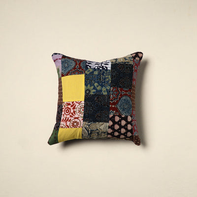 Multicolor - handcrafted cotton patchwork cushion cover 19