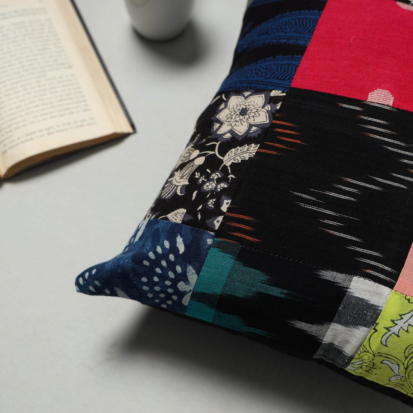 Multicolor - handcrafted cotton patchwork cushion cover 20