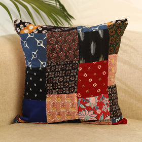 Buy Multicolor Handcrafted Cotton Patchwork Cushion Cover