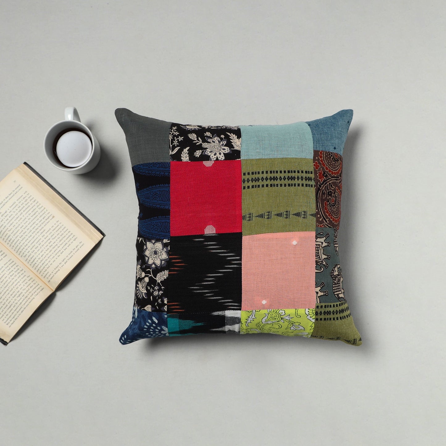 Multicolor - handcrafted cotton patchwork cushion cover 20