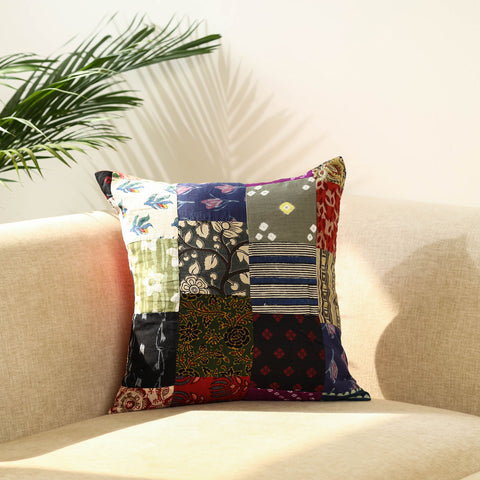  Multicolor Handcrafted Cotton Patchwork Cushion Cover