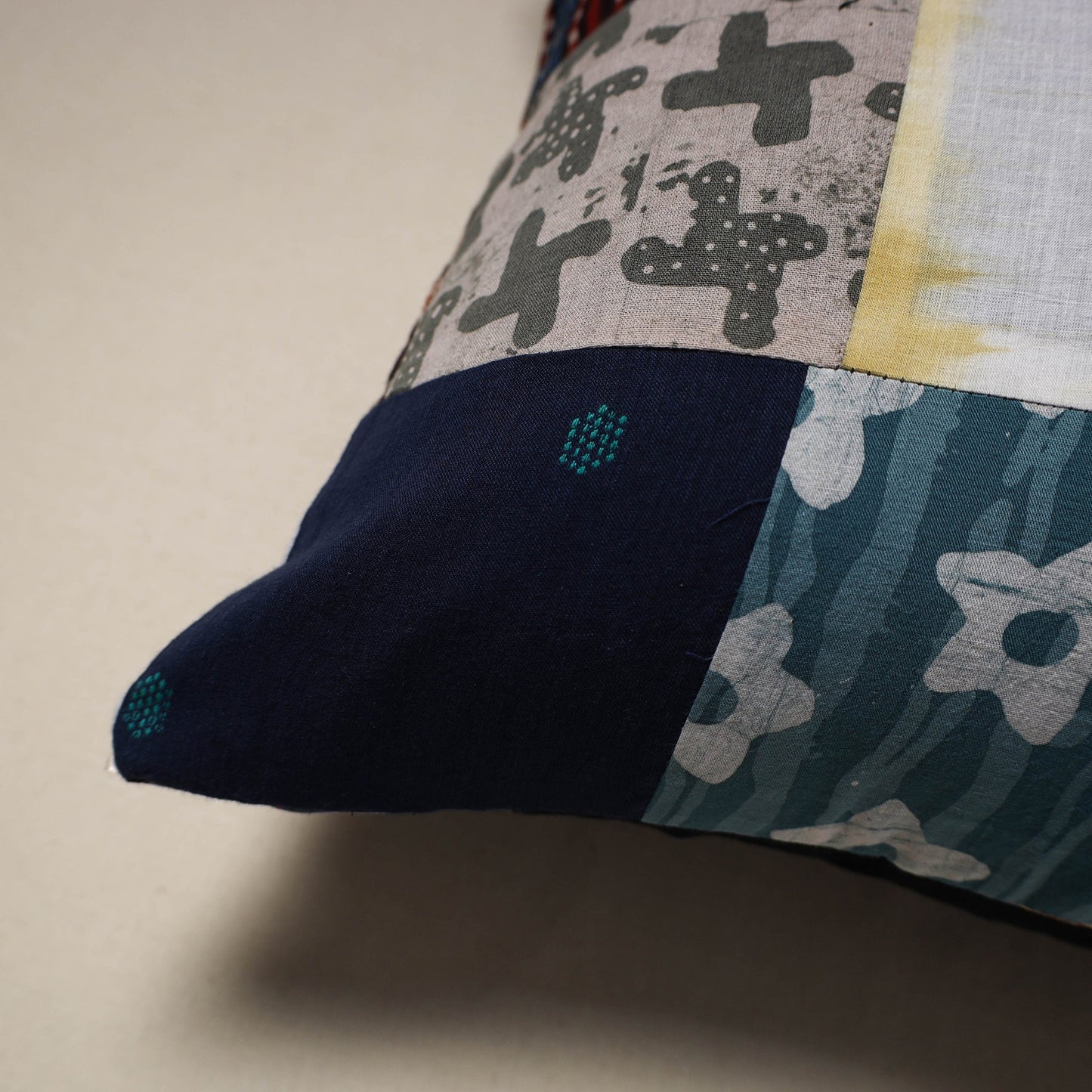 Handcrafted cotton patchwork cushion cover 21