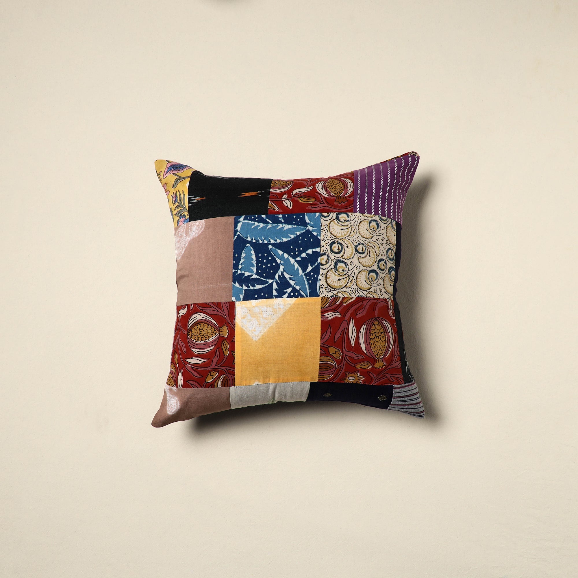 Multicolor Handcrafted Cotton Patchwork Cushion Cover