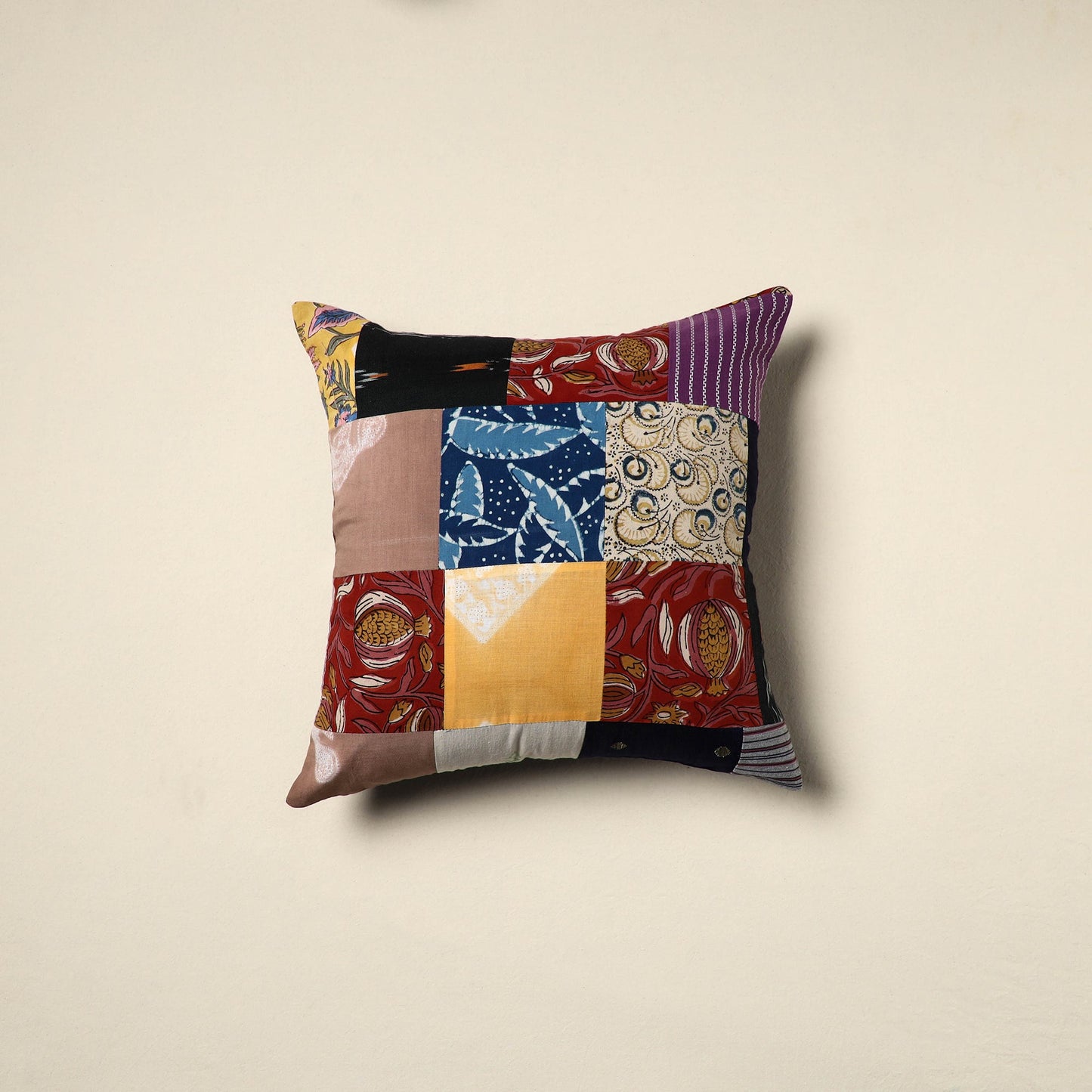 Multicolor Handcrafted Cotton Patchwork Cushion Cover