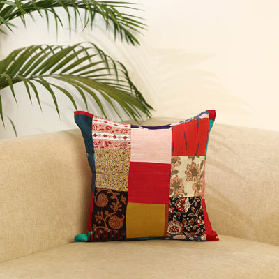 Buy Multicolor Handcrafted Cotton Patchwork Cushion Cover