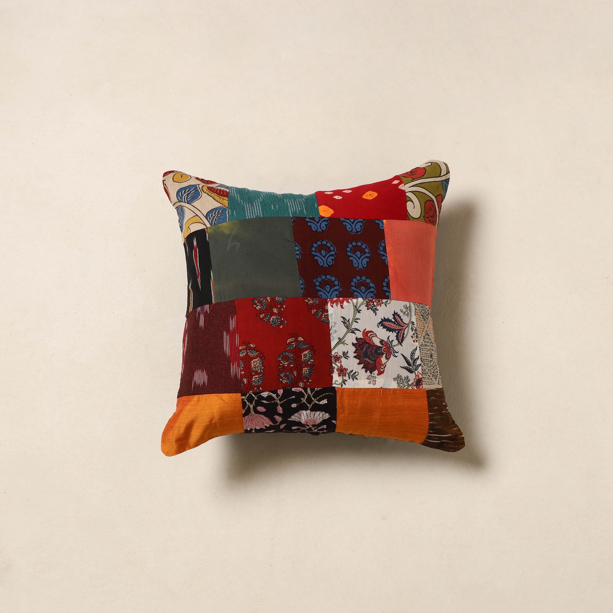 Multicolor - handcrafted cotton patchwork cushion cover 21