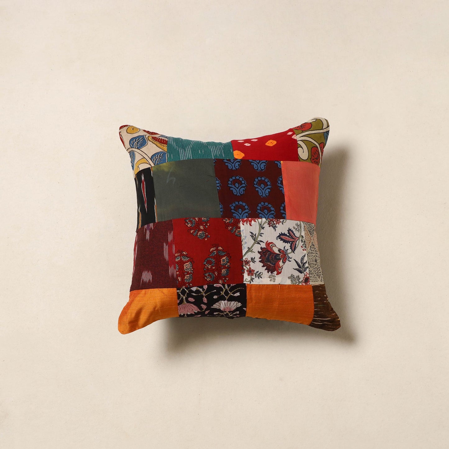Multicolor - handcrafted cotton patchwork cushion cover 21