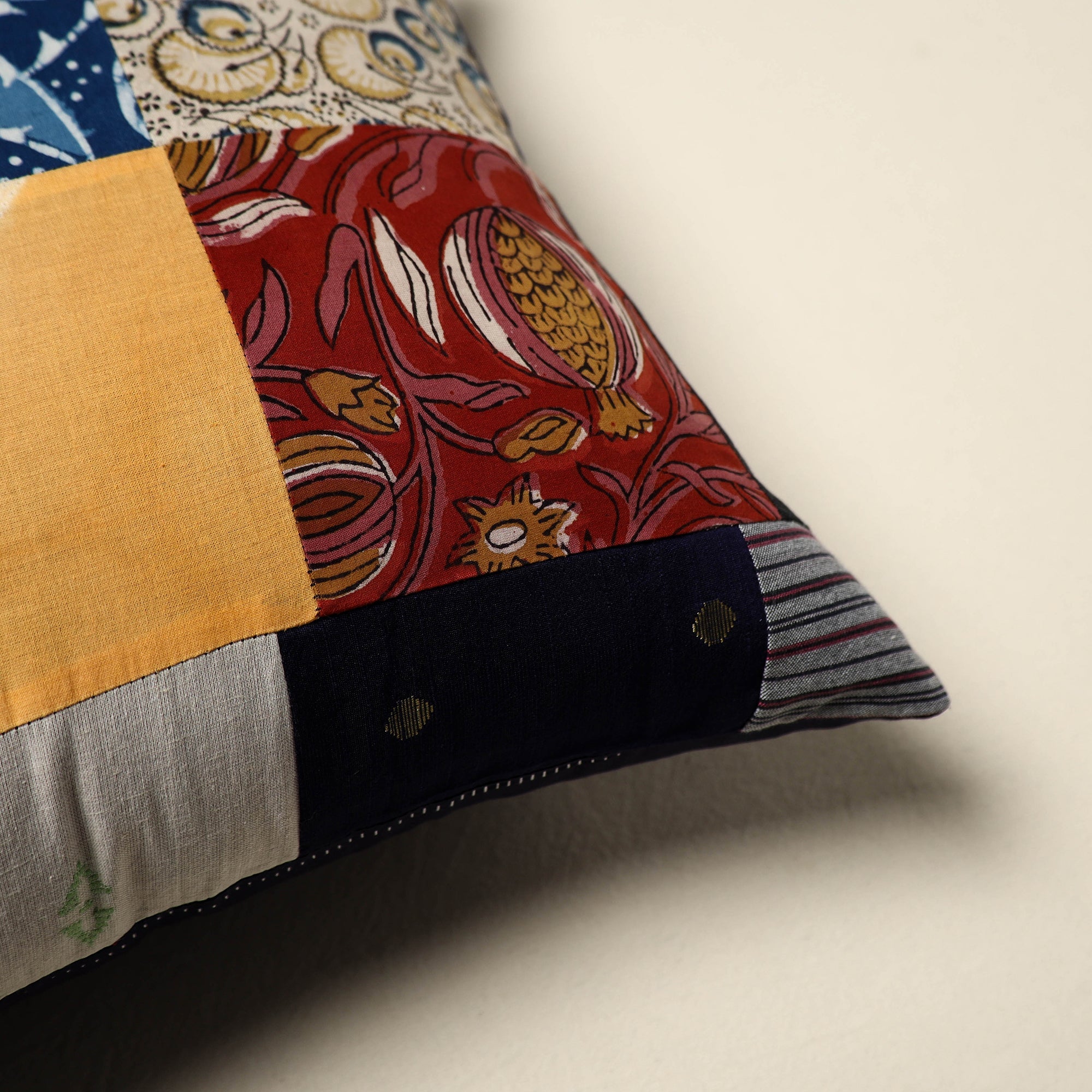 Multicolor Handcrafted Cotton Patchwork Cushion Cover