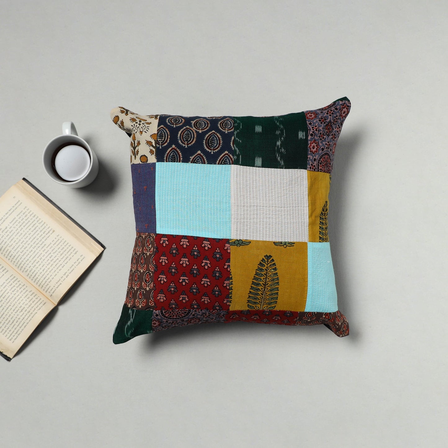 Multicolor - handcrafted cotton patchwork cushion cover 22