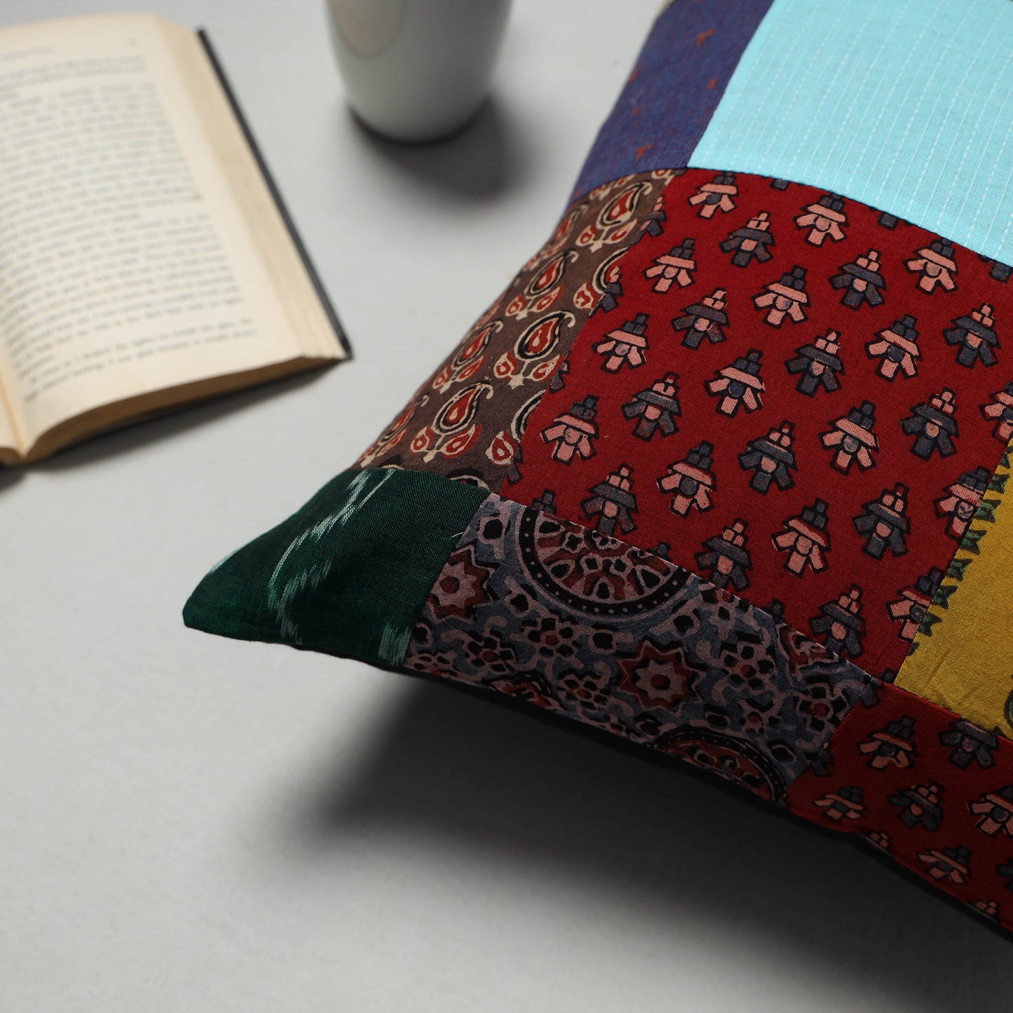 Multicolor - handcrafted cotton patchwork cushion cover 22