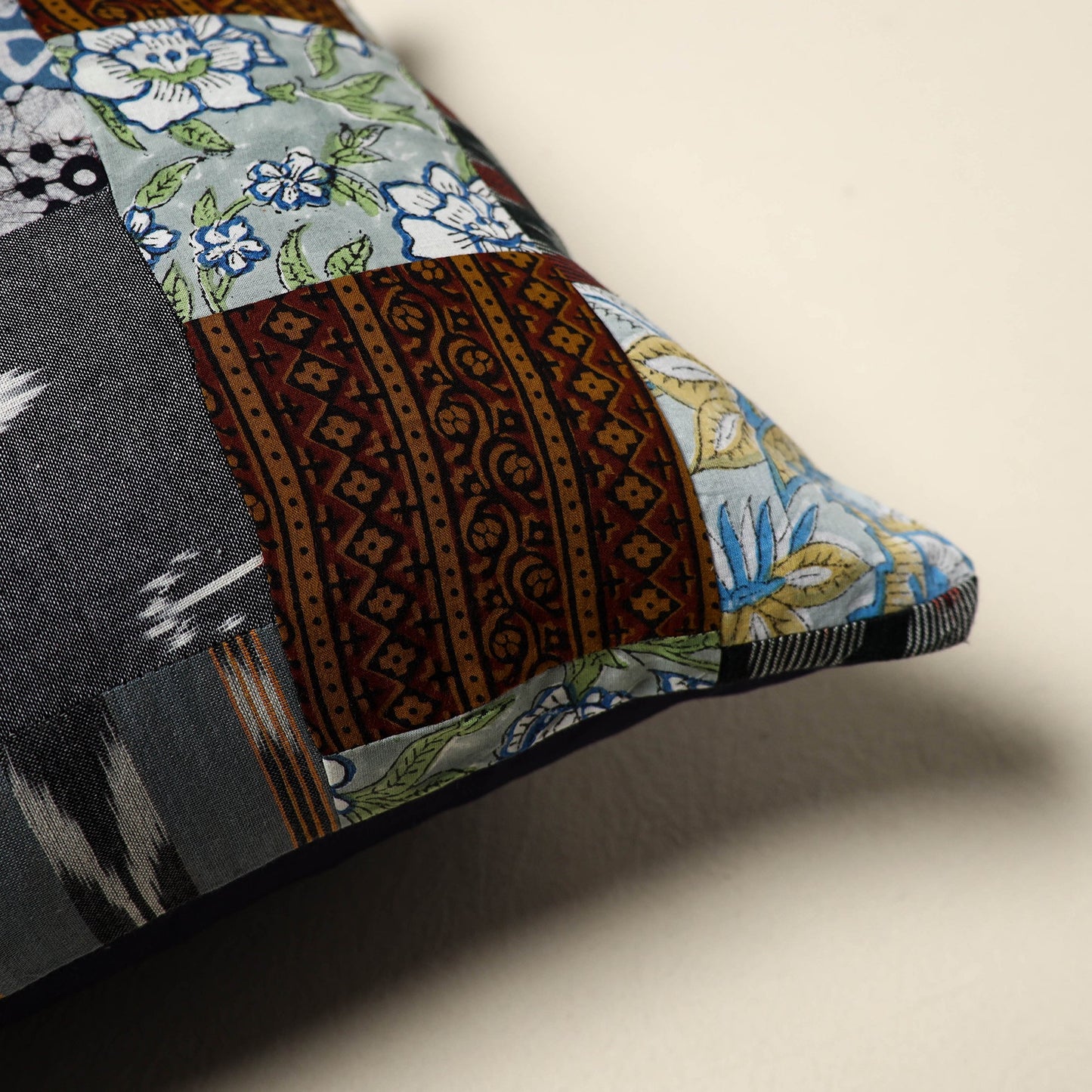 Multicolor Handcrafted Cotton Patchwork Cushion Cover