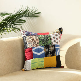 Multicolor - handcrafted cotton patchwork cushion cover 23