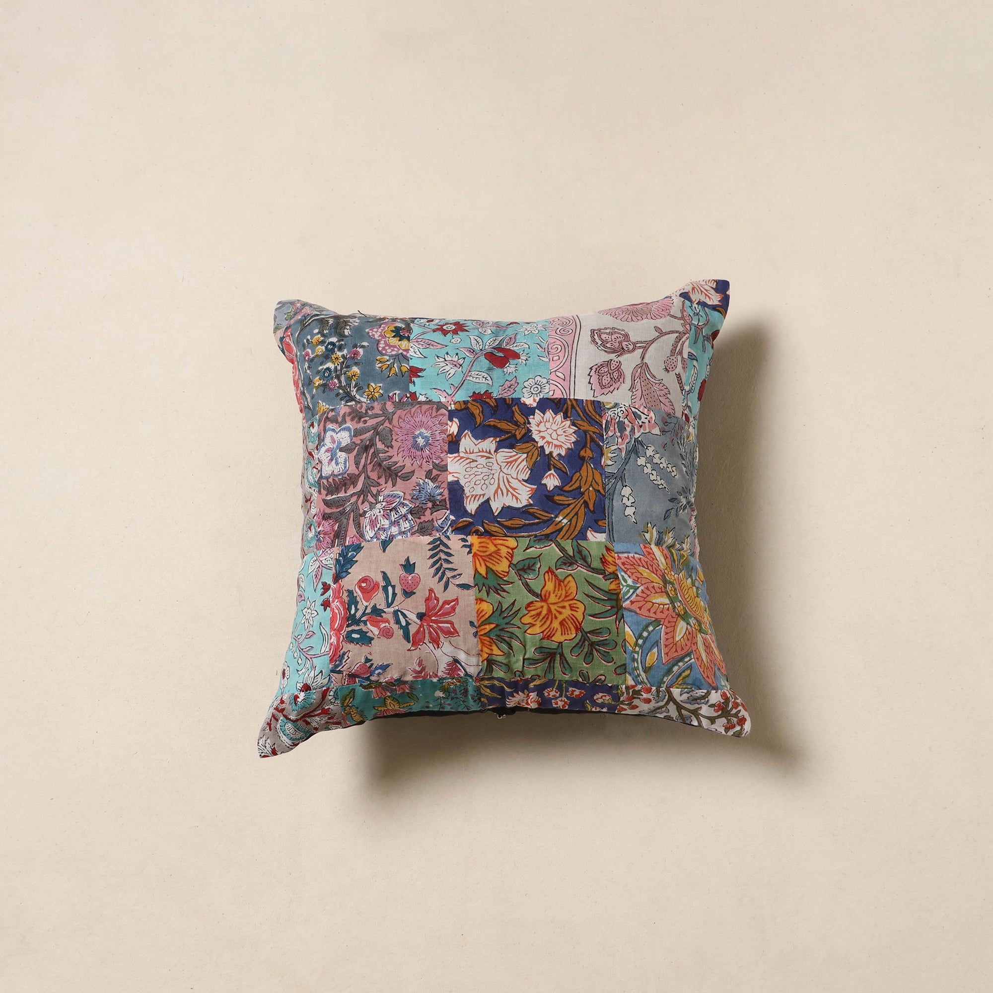 Multicolor - handcrafted cotton patchwork cushion cover 23