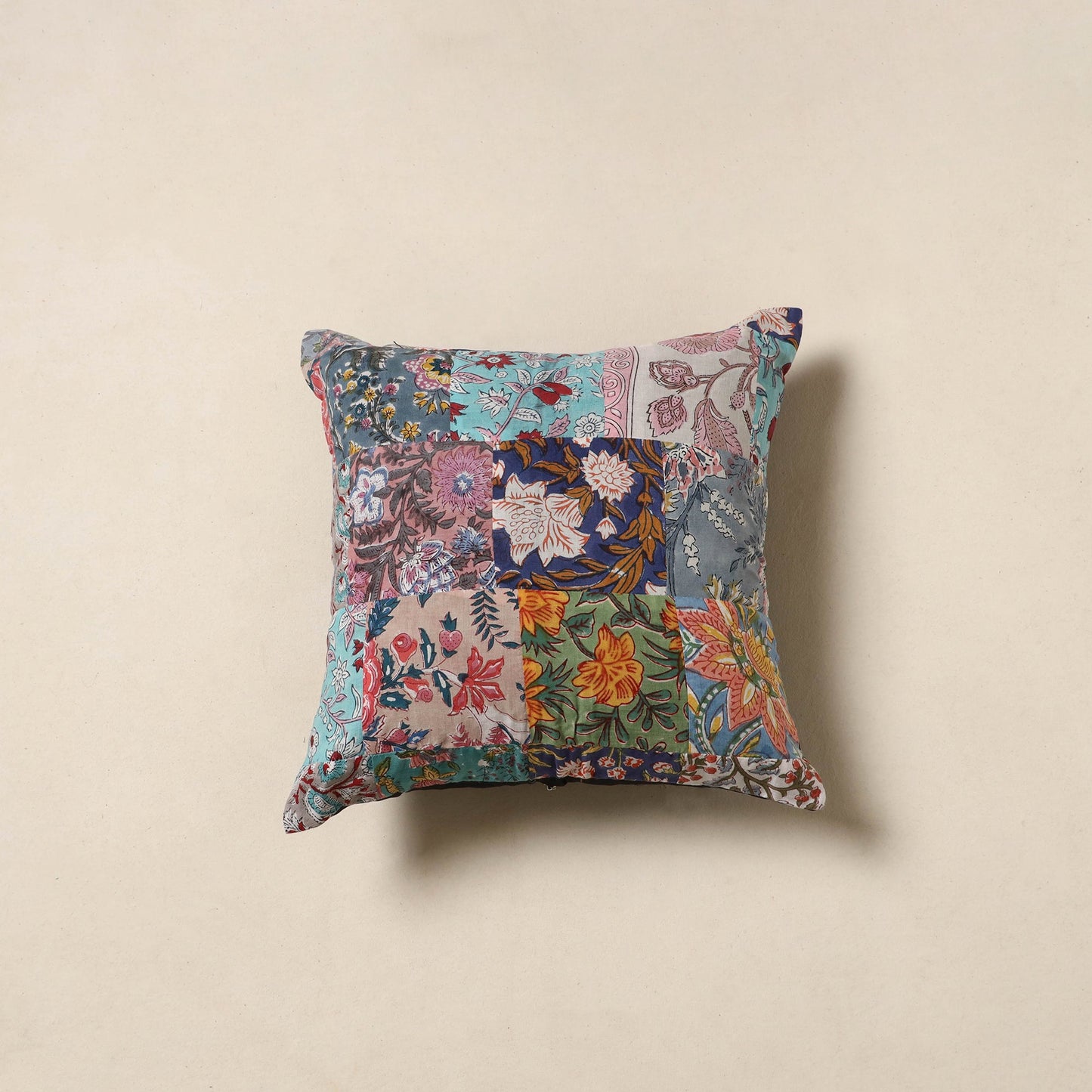 Multicolor - handcrafted cotton patchwork cushion cover 23