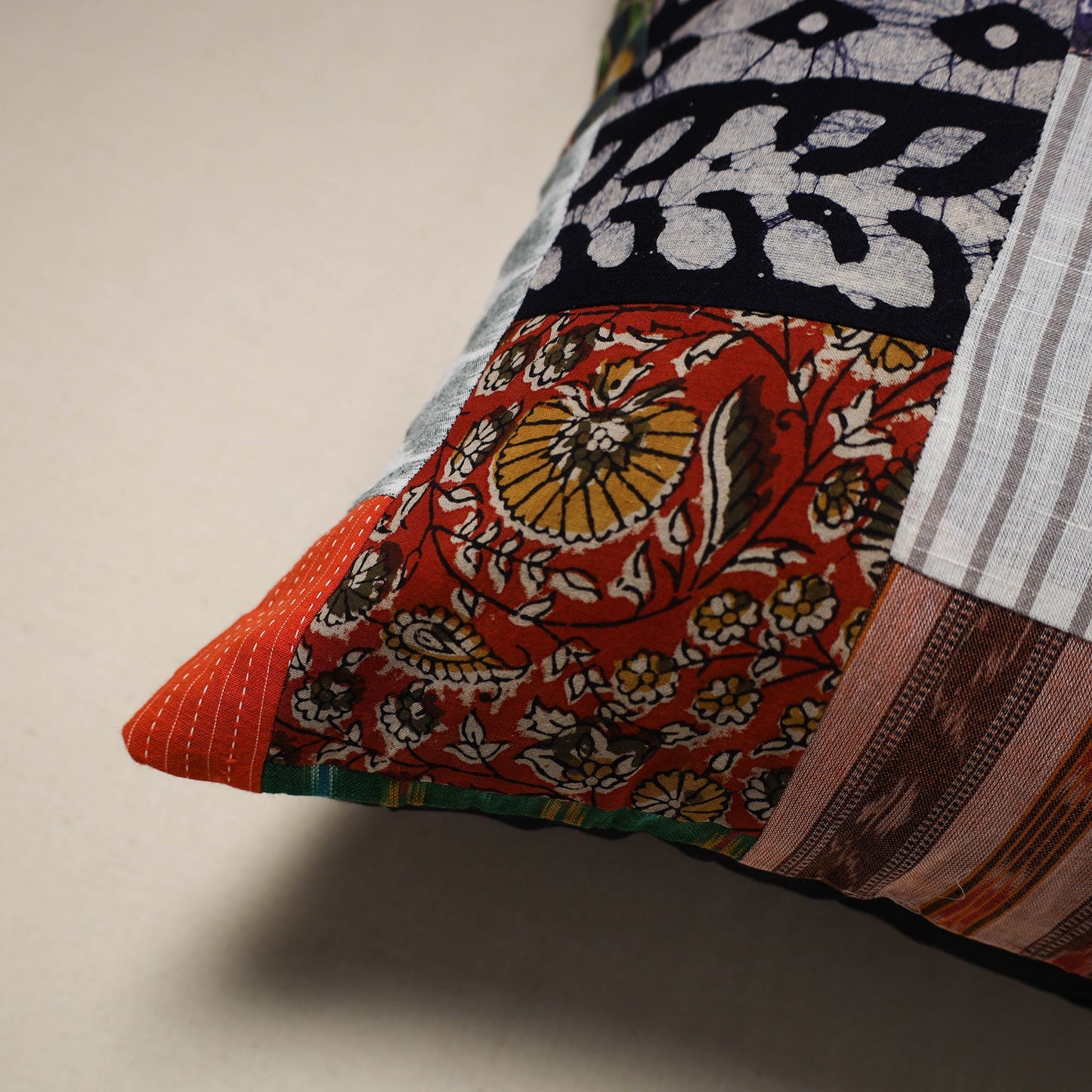 Handcrafted cotton patchwork cushion cover 23