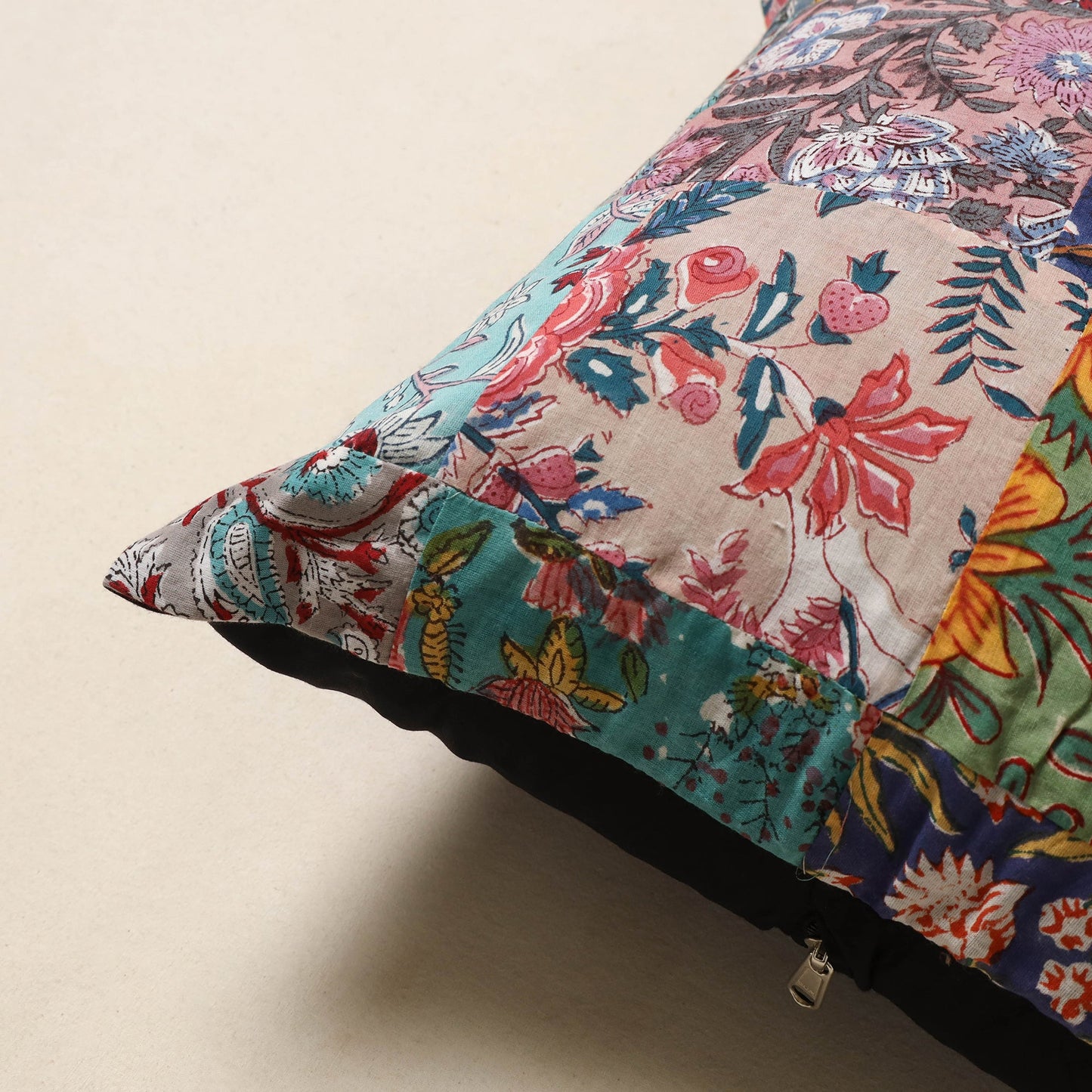 Multicolor - handcrafted cotton patchwork cushion cover 23