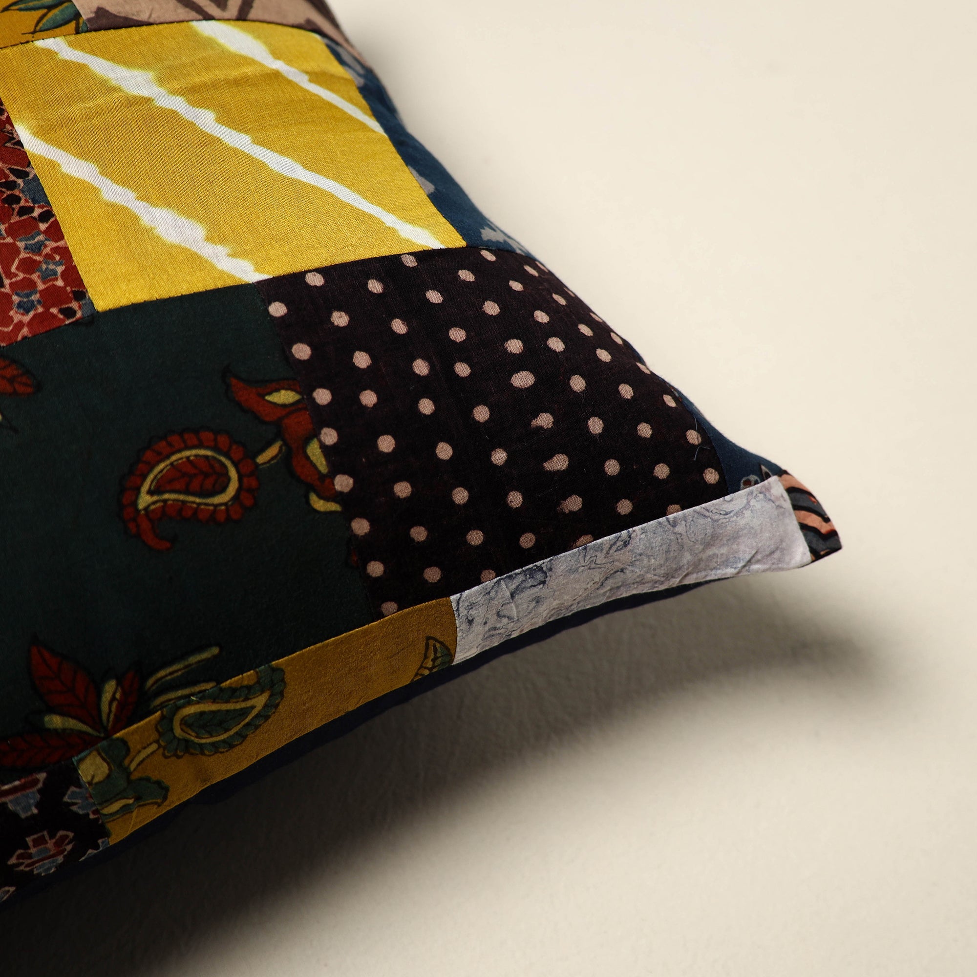 Multicolor - handcrafted cotton patchwork cushion cover 23